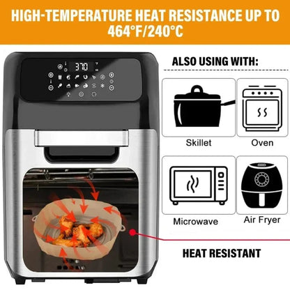 Panier silicone pour Air Fryer réutilisable - Accessoire pour four, pizza, poulet frit - Noir/bleu - Taille ajustable