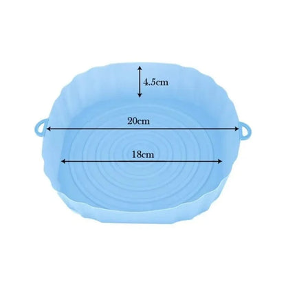 Panier silicone pour Air Fryer réutilisable - Accessoire pour four, pizza, poulet frit - Noir/bleu - Taille ajustable Blue
