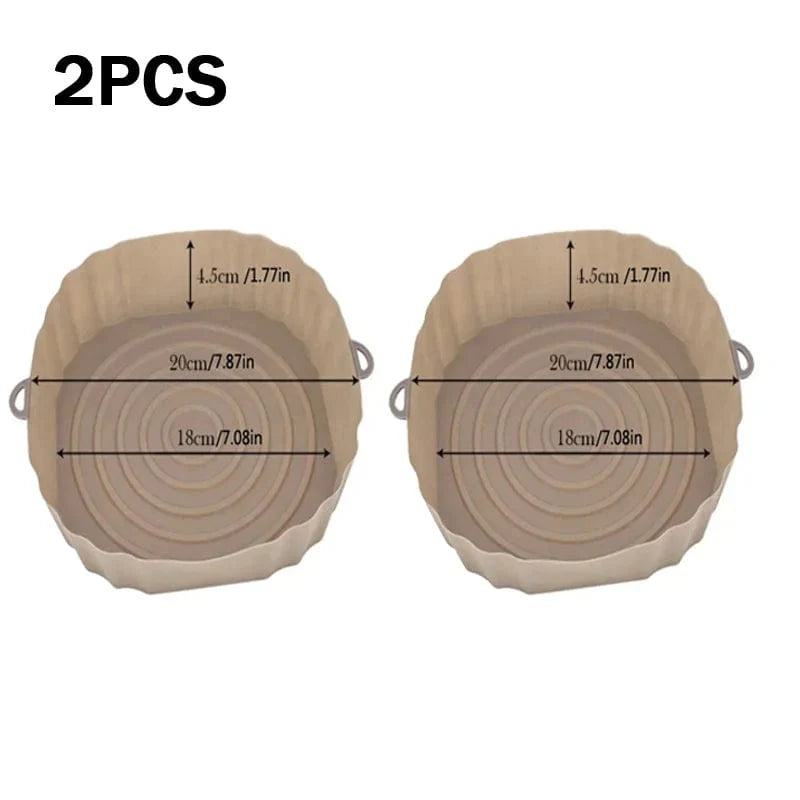 Panier silicone pour Air Fryer réutilisable - Accessoire pour four, pizza, poulet frit - Noir/bleu - Taille ajustable Brown 2pcs