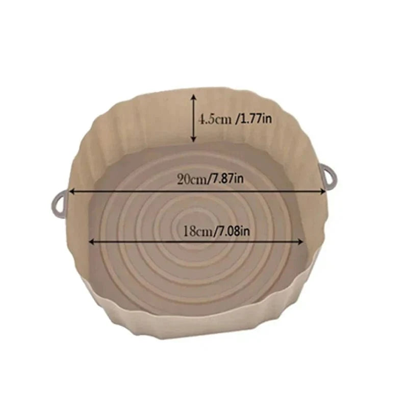 Panier silicone pour Air Fryer réutilisable - Accessoire pour four, pizza, poulet frit - Noir/bleu - Taille ajustable Brown