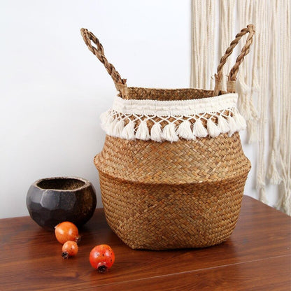 Panier Tressé Jonc de Mer Caramel
