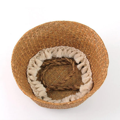 Panier Tressé Jonc de Mer Caramel