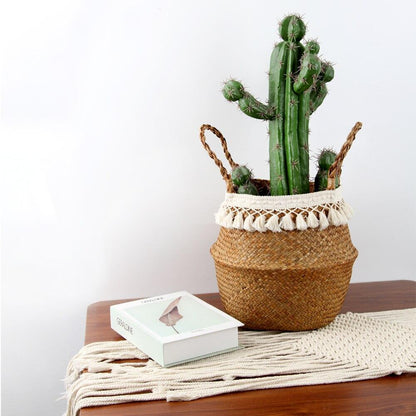 Panier Tressé Jonc de Mer Caramel