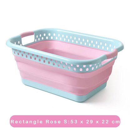 Panière à Linge Souple Pliable Rectangle : Taille S Rose