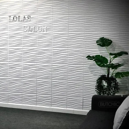 Panneau Mural 3D Blanc à Motif de Vagues Lot de 12pcs 30 x 30 cm
