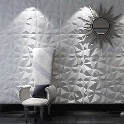 Panneau Mural 3D Blanc avec Reliefs Triangulaires  Lot de 12pcs 30 x 30 cm