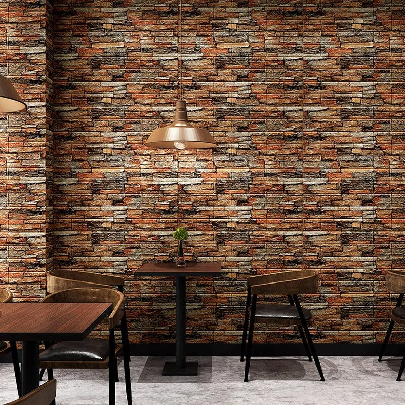Panneau Mural 3D avec Motif à Briques en Vinyle Lot de 12pcs 39 x 35 cm