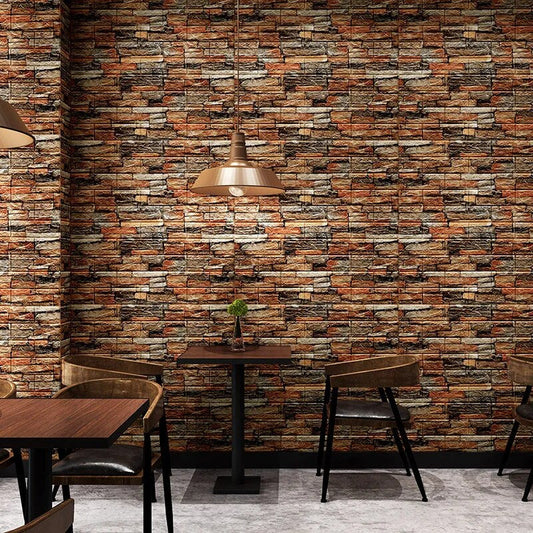 Panneau Mural 3D avec Motif à Briques en Vinyle Lot de 12pcs 39 x 35 cm