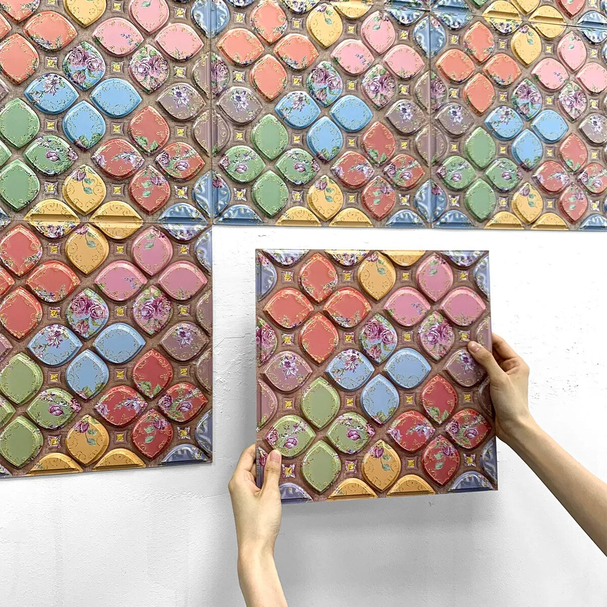 Panneau Mural Multicolore 3D  Lot de 10pcs 30 x 30 cm