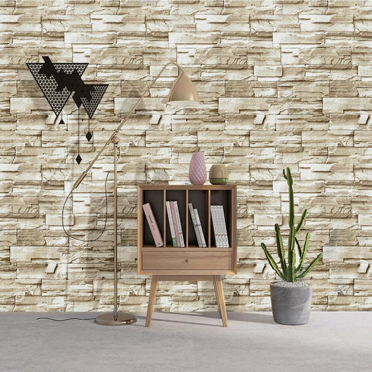 Papier Peint Scandinave Brique Beige - 3mx45cm
