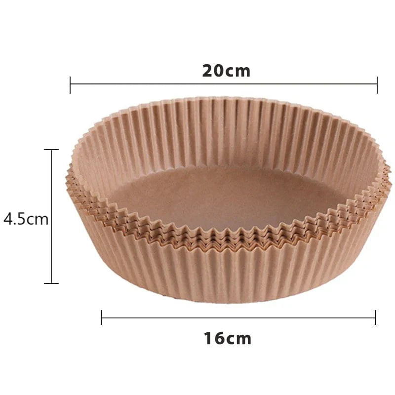 Papiers Cuisson Air Fryer, 100/50 Pièces, 16cm, Ronds, Blancs/Brun : Accessoires Cuisine Ecofriendly
