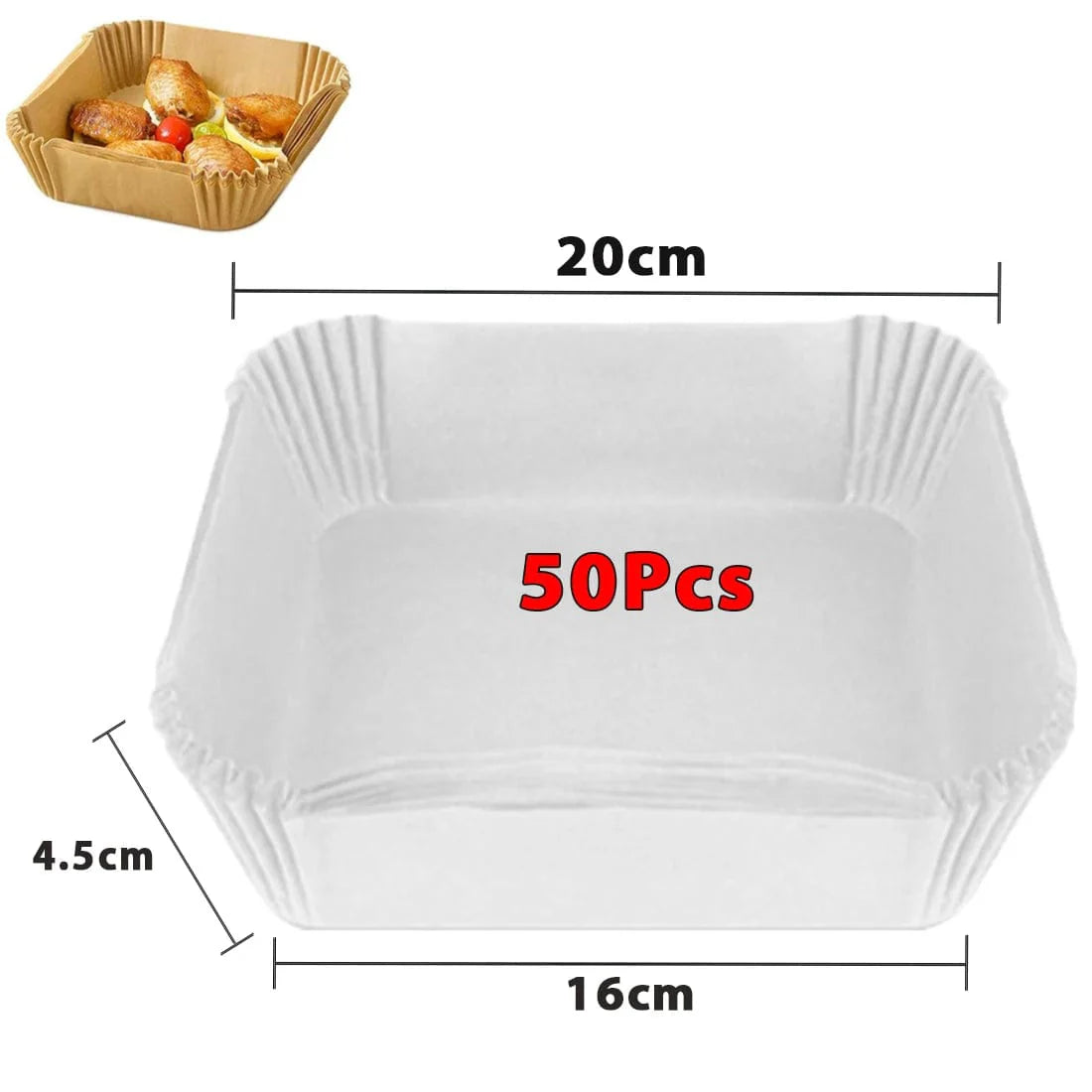 Papiers Cuisson Air Fryer, 100/50 Pièces, 16cm, Ronds, Blancs/Brun : Accessoires Cuisine Ecofriendly White 50Pcs-16cm Pro