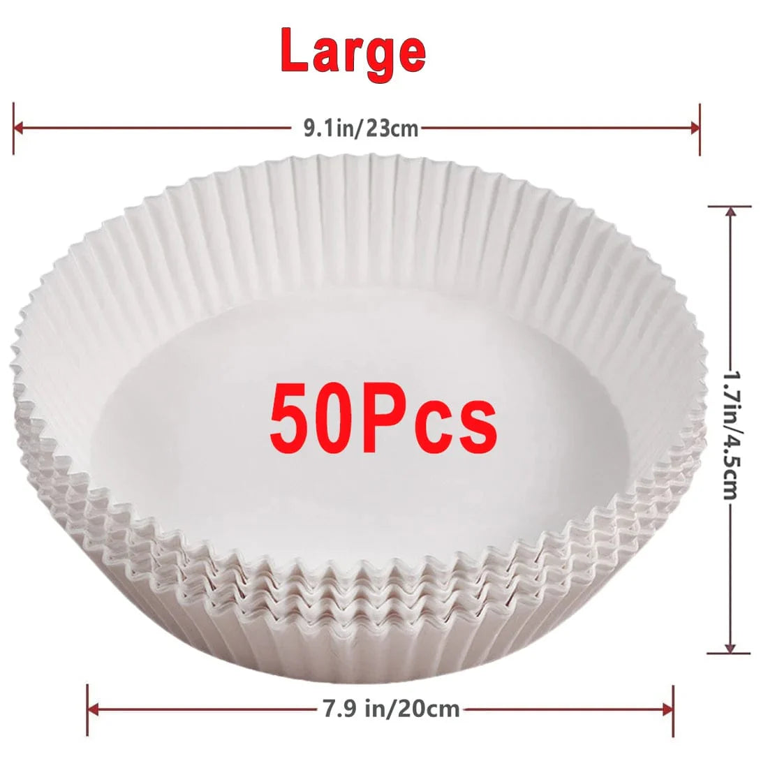 Papiers Cuisson Air Fryer, 100/50 Pièces, 16cm, Ronds, Blancs/Brun : Accessoires Cuisine Ecofriendly White 50Pcs-20cm