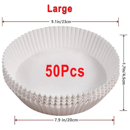 Papiers Cuisson Air Fryer, 100/50 Pièces, 16cm, Ronds, Blancs/Brun : Accessoires Cuisine Ecofriendly White 50Pcs-20cm