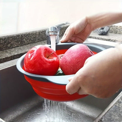 Passeoire Pliante Silicone pour Égoutter Pâtes et Fruits - Set de 2 - Vert / Rouge / Bleu