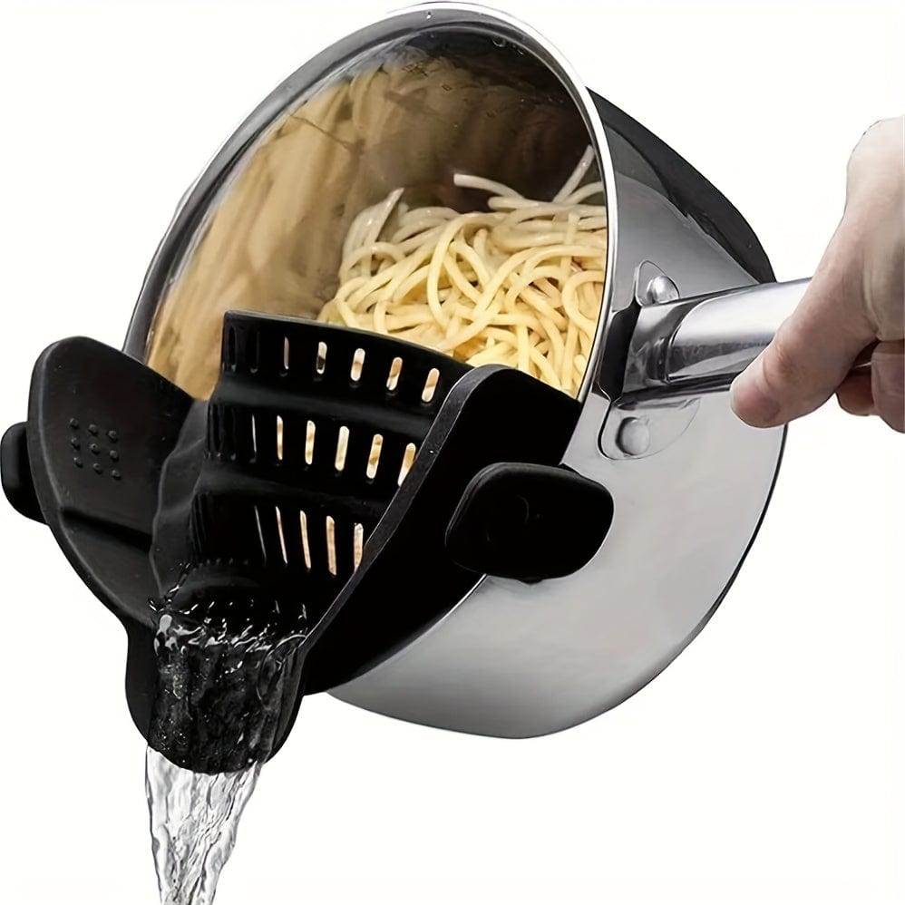 Passoire en Silicone pour Casseroles - Filtrage Facile, Manuelle, Fruits, Légumes - NL25678 Black