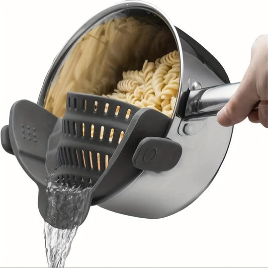 Passoire en Silicone pour Casseroles - Filtrage Facile, Manuelle, Fruits, Légumes - NL25678 grey