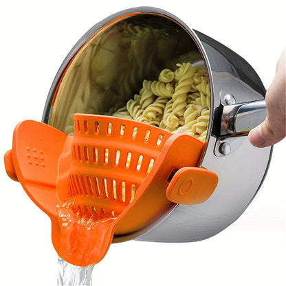 Passoire en Silicone pour Casseroles - Filtrage Facile, Manuelle, Fruits, Légumes - NL25678 Orange