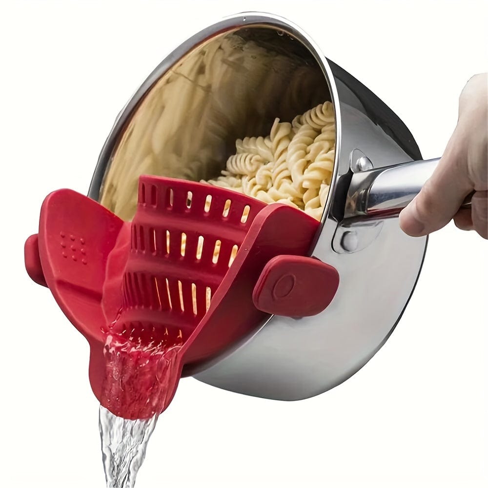 Passoire en Silicone pour Casseroles - Filtrage Facile, Manuelle, Fruits, Légumes - NL25678 Red
