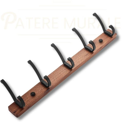 Patere bois metal noir