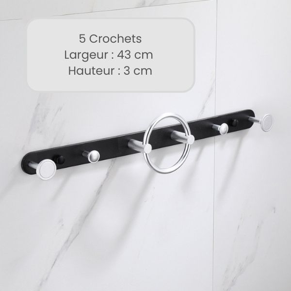 patere design 5 crochets argent