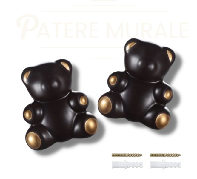 Patère ourson céramique marron