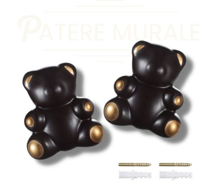 Patère ourson céramique marron