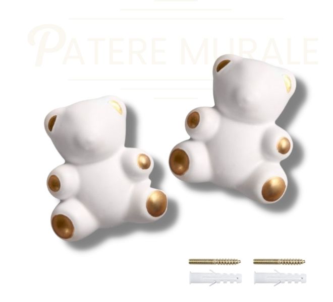 Patère ourson céramique blanc