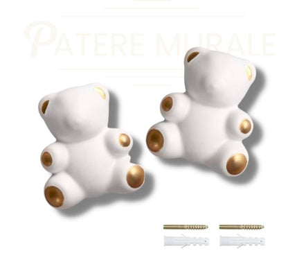 Patère ourson céramique blanc