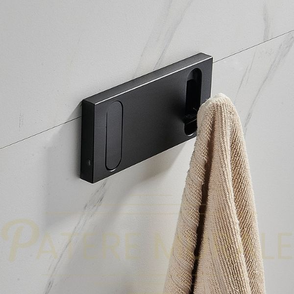 Porte manteau salle de bain noir 2 crochets