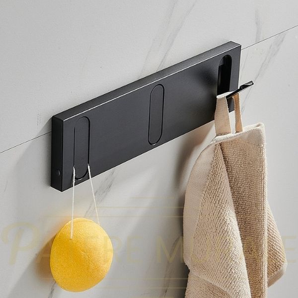 Porte manteau salle de bain noir 3 crochets