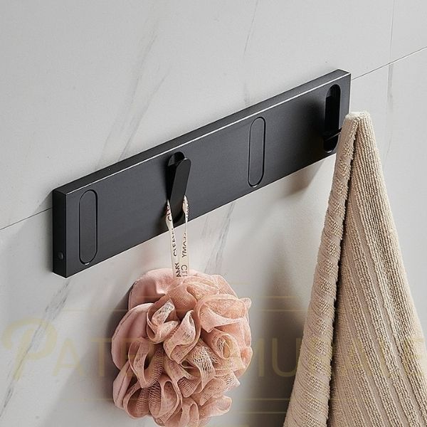 Porte manteau salle de bain noir 4 crochets