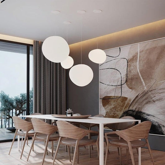 Suspension Nado en Verre Satiné – Design Minimaliste, Lumière Douce, Différents Tailles