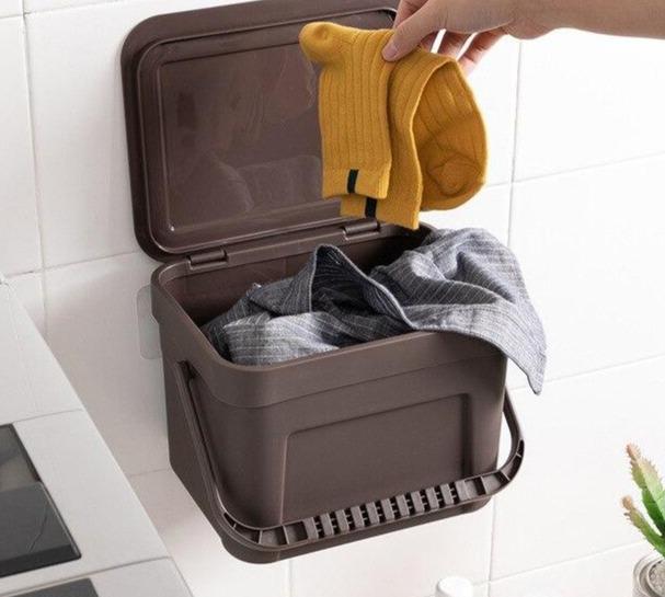 Petit Panier à Linge Suspendu marron