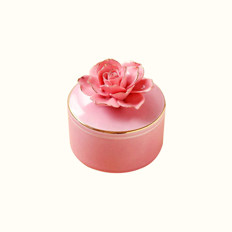 Petite boîte à bijoux fleur en céramique