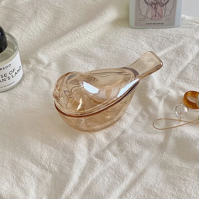 Petite boite à bijoux oiseau en verre
