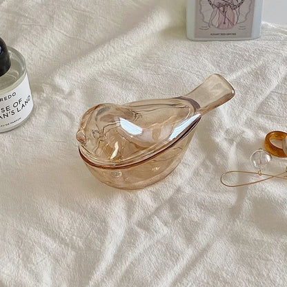 Petite boite à bijoux oiseau en verre