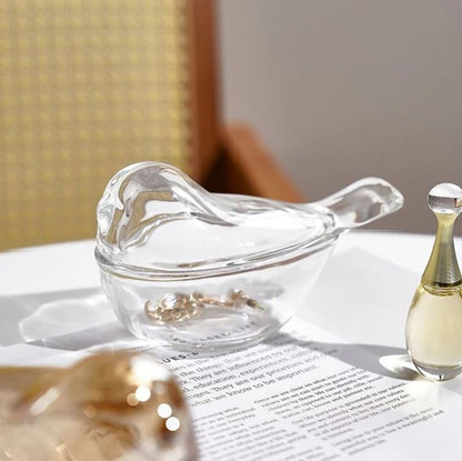 Petite boite à bijoux oiseau en verre