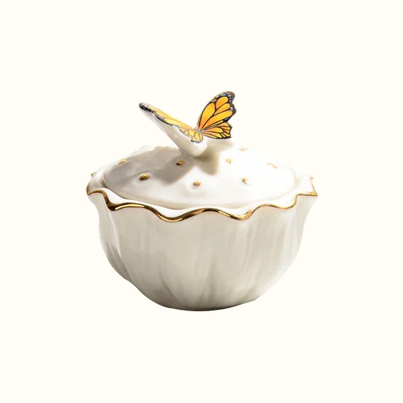 Petite boîte à bijoux papillon en céramique