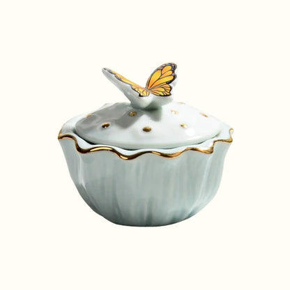 Petite boîte à bijoux papillon en céramique
