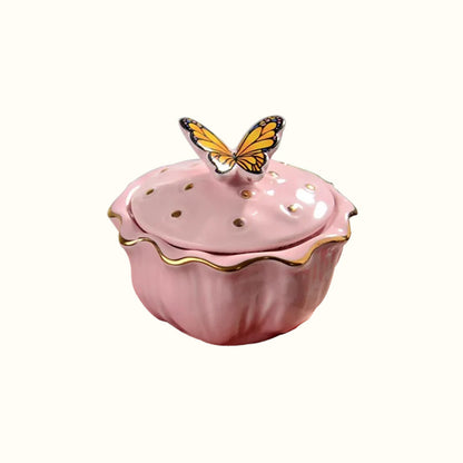 Petite boîte à bijoux papillon en céramique