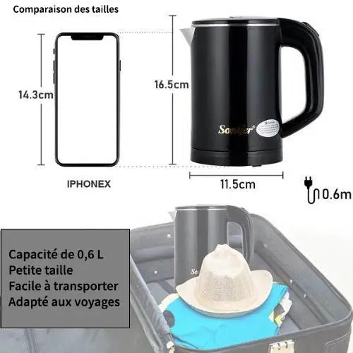 Petite Bouilloire Électrique Noir