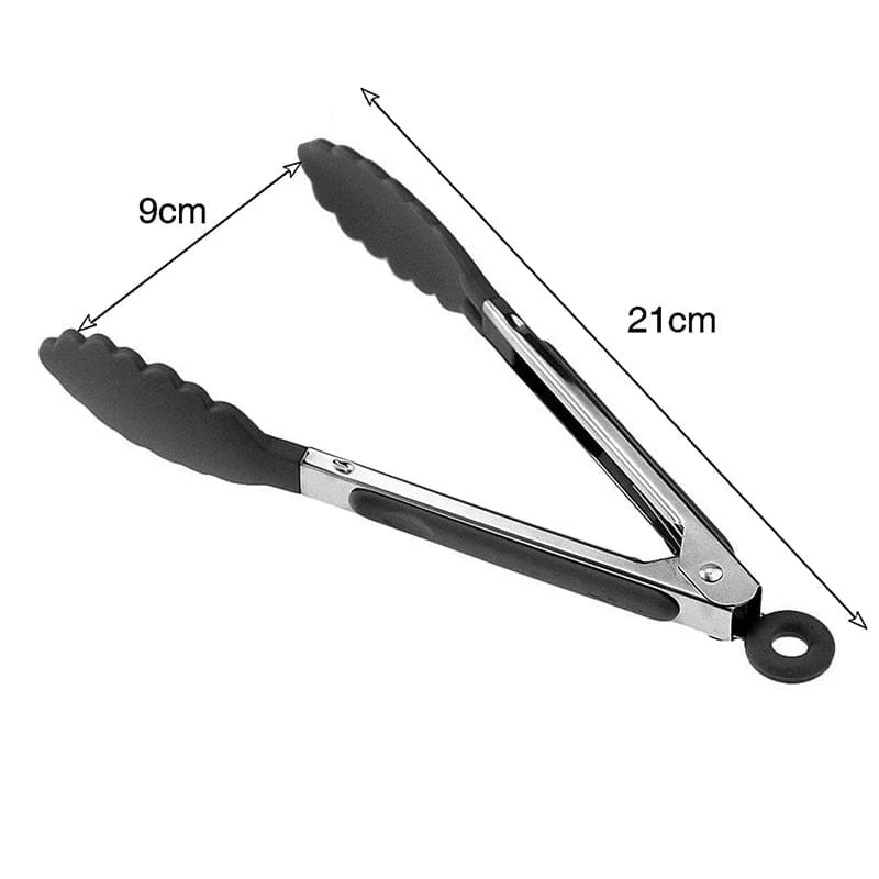 Pince à nourriture en acier inoxydable avec revêtement en silicone - Accessoire cuisine BBQ saladier