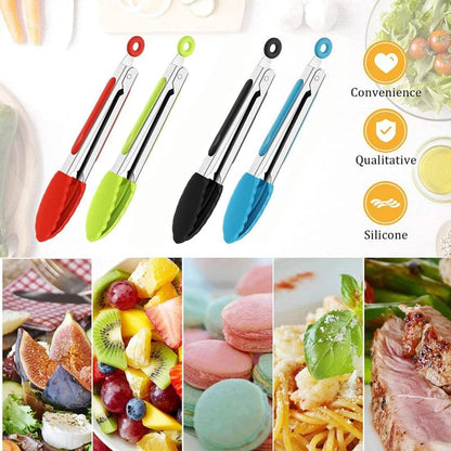 Pince à nourriture en acier inoxydable avec revêtement en silicone - Accessoire cuisine BBQ saladier