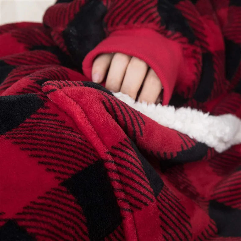 Pull Plaid Motif Carreaux à Capuche