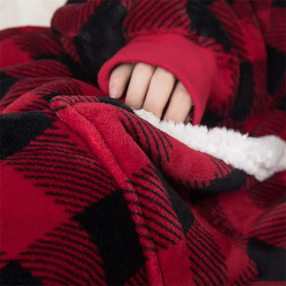 Pull Plaid Motif Carreaux à Capuche