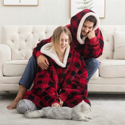 Pull Plaid Motif Carreaux à Capuche