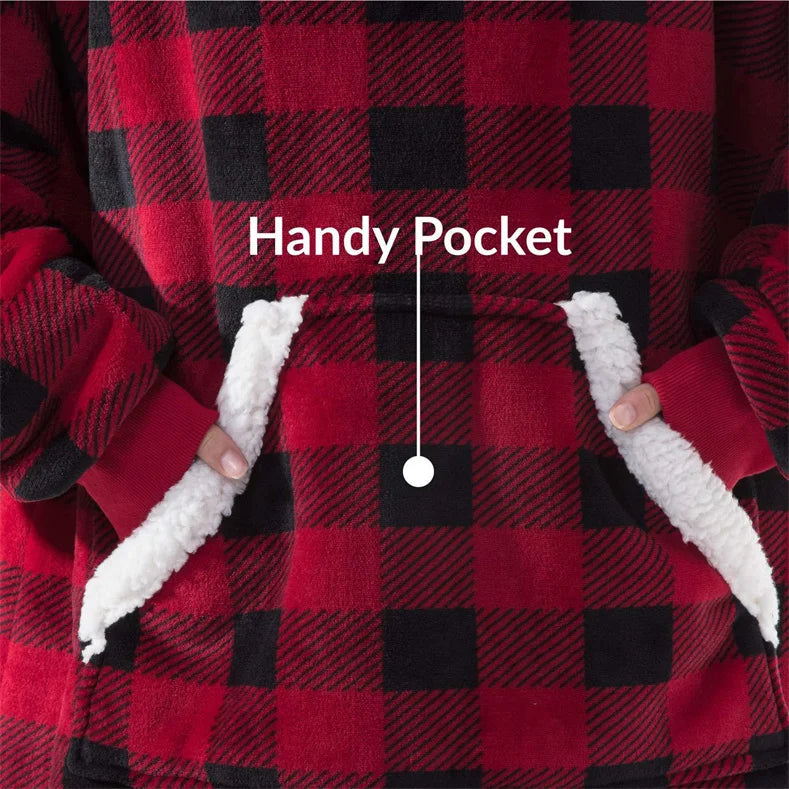 Pull Plaid Motif Carreaux à Capuche