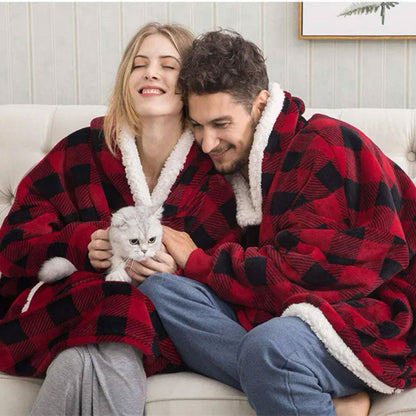 Pull Plaid Motif Carreaux à Capuche