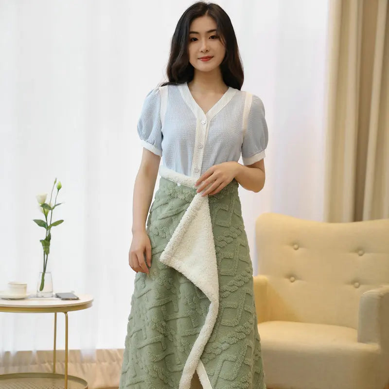 Plaid Poncho Polaire Vert
